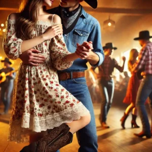 A depiction of Texas Roadhouse Western-style dancing in Amarillo